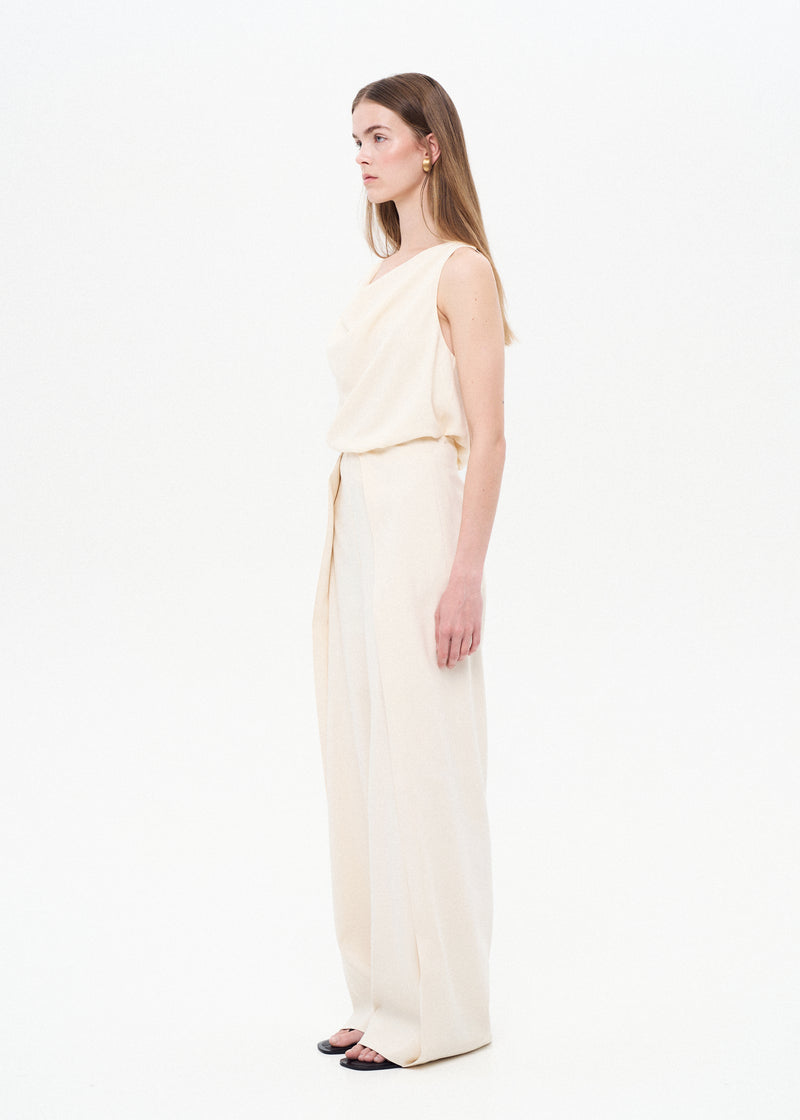 Palazzo trousers with side pleats